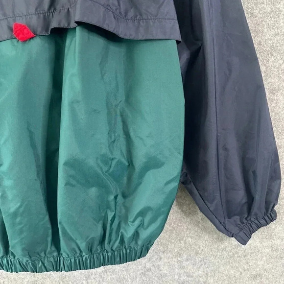 Vintage 90s Windbreaker Womens Medium Navy Packable Hood Cranberry Lightweight - Picture 9 of 16